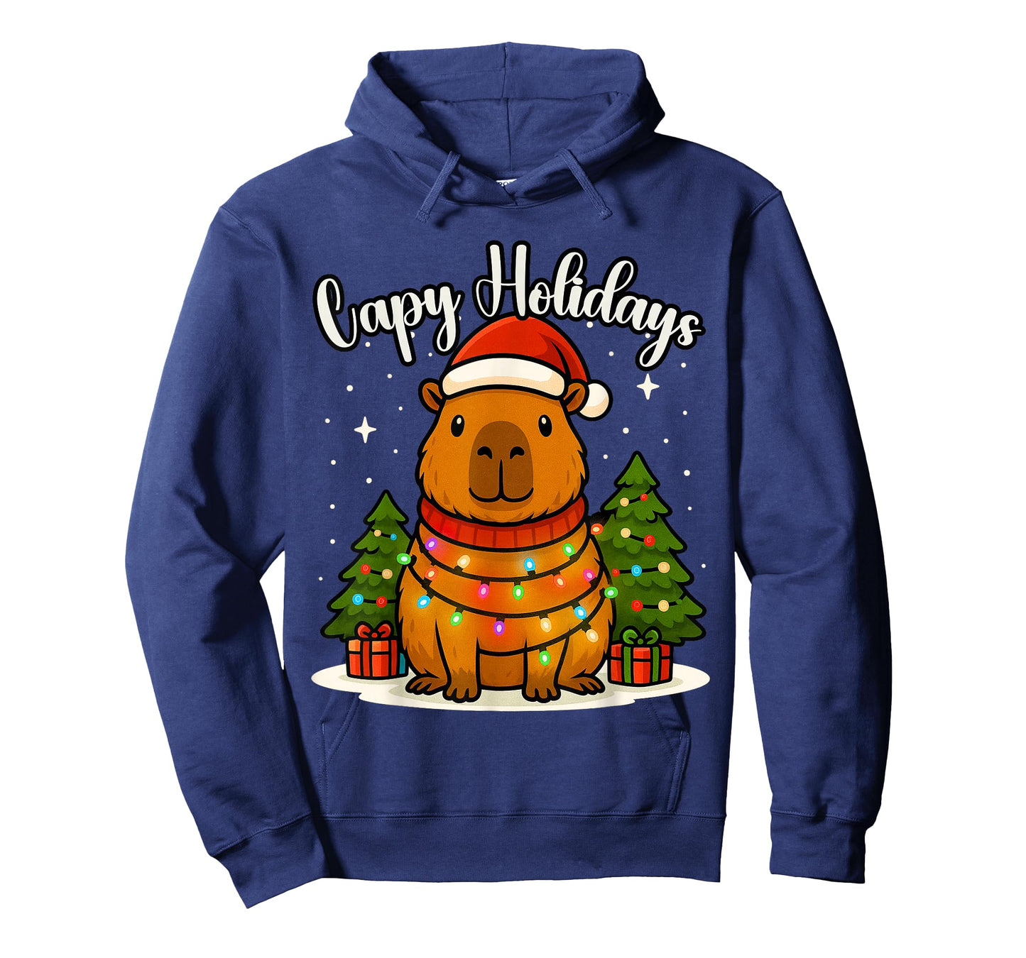 Capy Holidays Capybara Santa Hat Xmas Lights Men Women Kids T-Shirt
