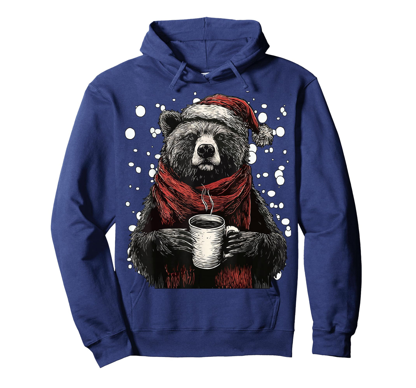 Cute Christmas Bear with Santa Hat Coffee Lover Funny Winter T-Shirt
