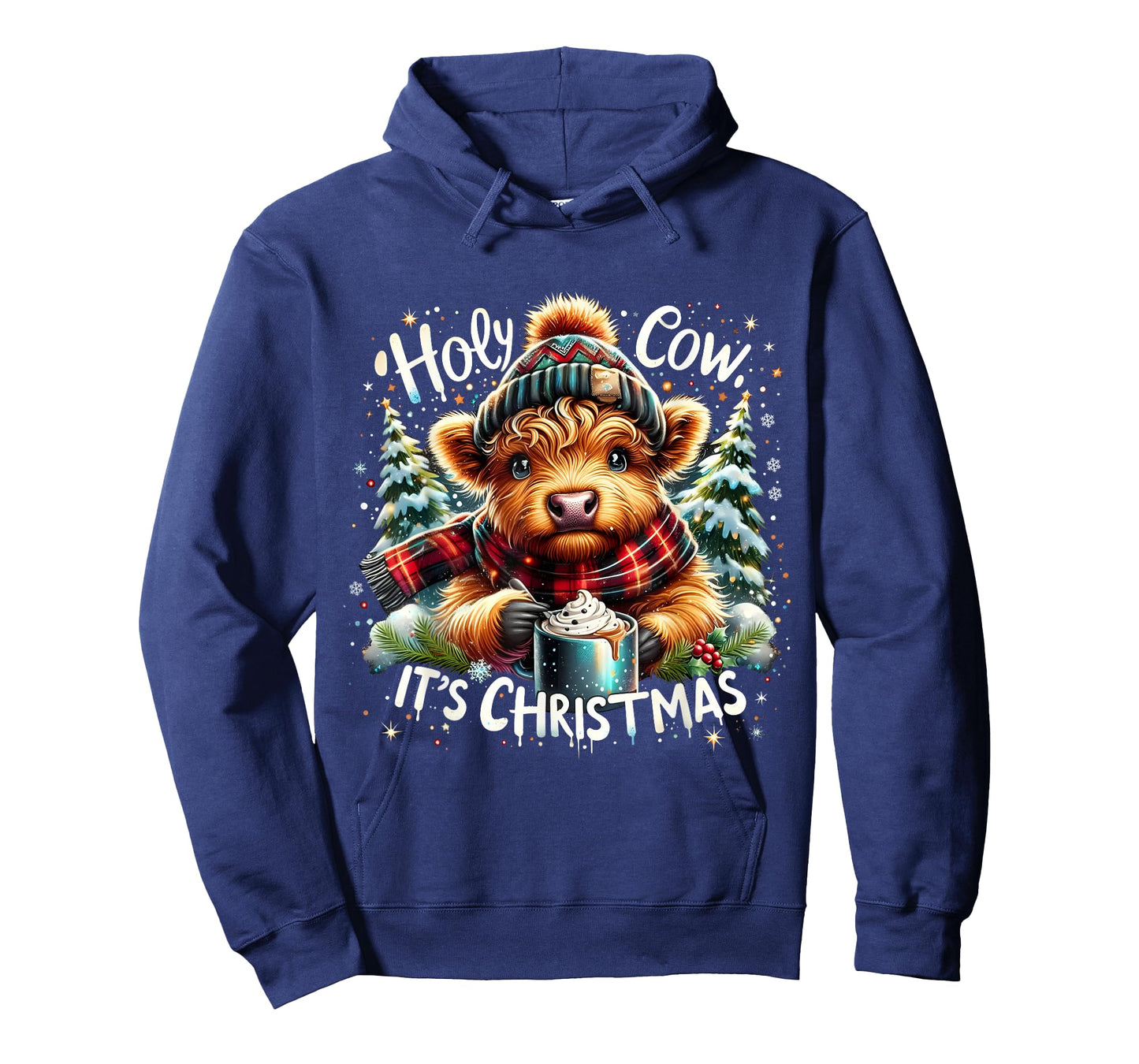 Holy Cow It’s Christmas Funny Cozy Farm Design HighlandCow T-Shirt