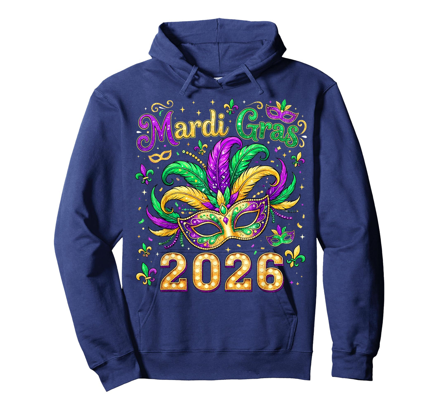 Mardi Gras Mask Parade 2026 New Orleans Men Women Kids T-Shirt