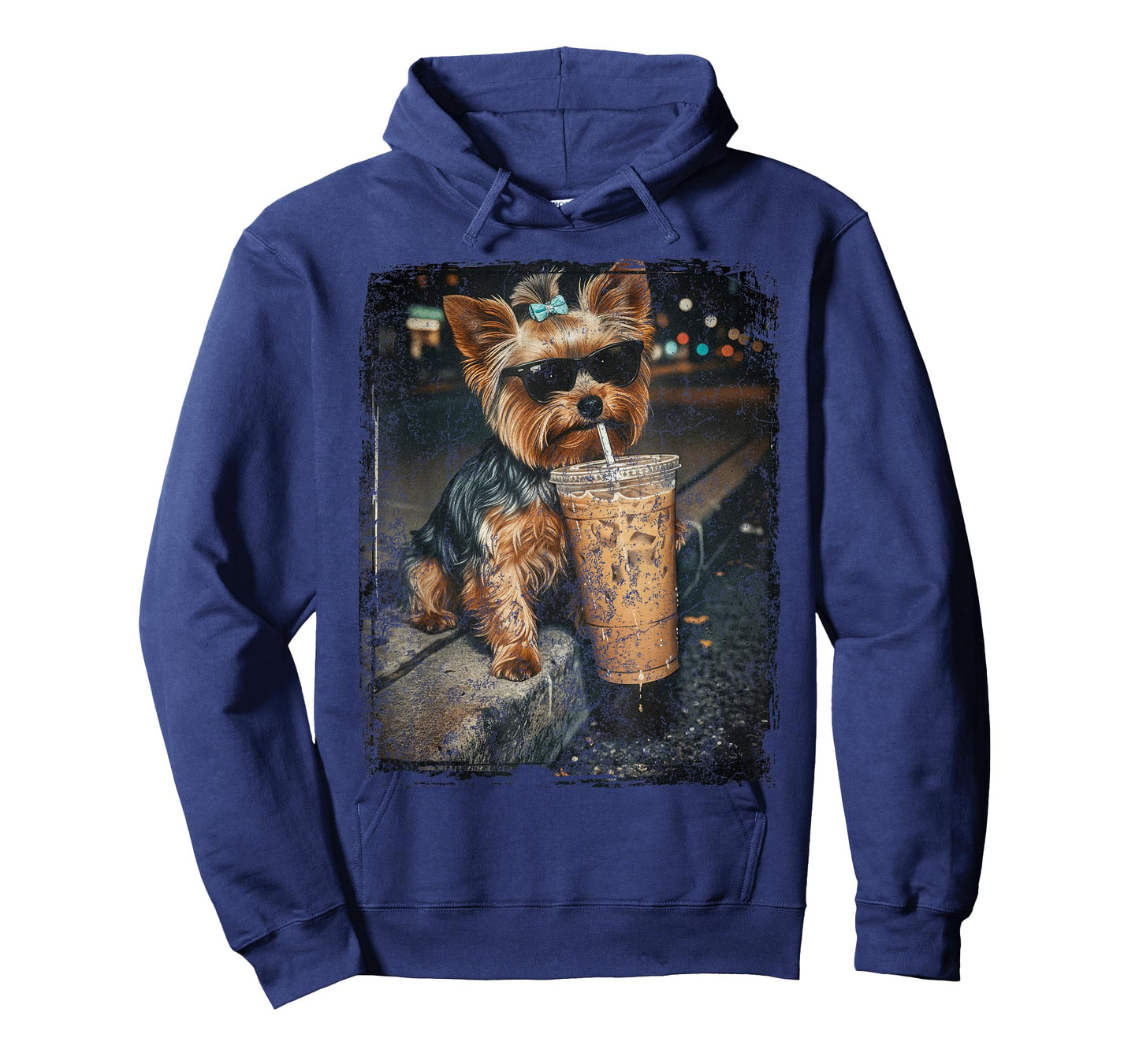 Yorkie Drinking Iced Coffee Funny Yorkshire Terrier Lover T-Shirt