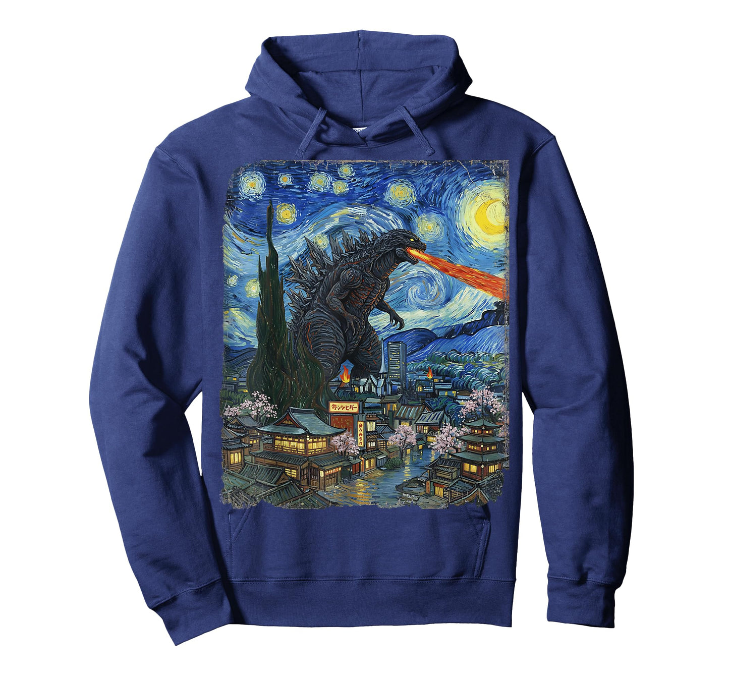 Kaiju Monster Japanese Vangogh starrynight Vintage T-Shirt