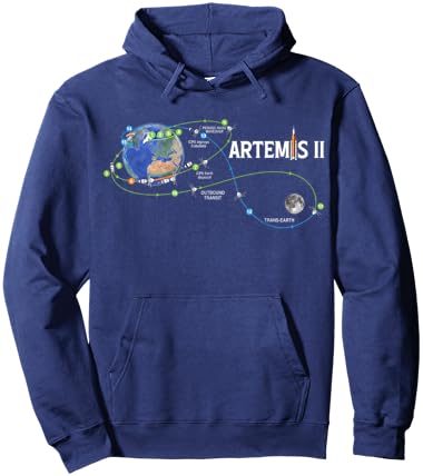 Artemis 2 Route Map SLS Rocket Launch Mission to The Moon Hoodie - Hoodie | Navy