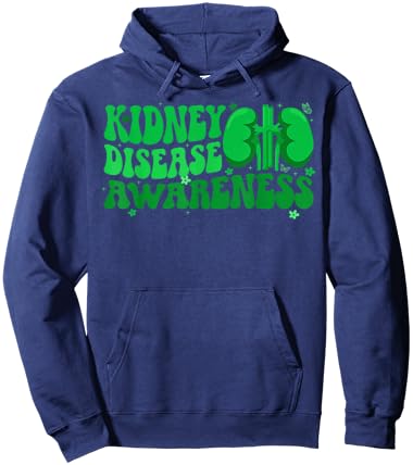 Groovy Kidney Disease Awareness Month Kidney Disease Warrior Hoodie - Hoodie | Navy