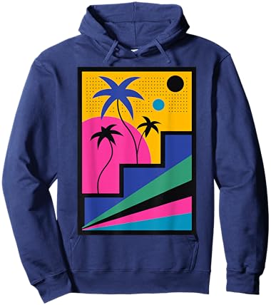 Retro Geometric 80s Memphis Style Hoodie - Hoodie | Navy