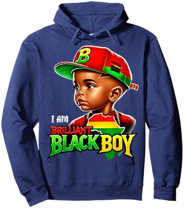 B is for Brilliant Black Boy Kid Black-History Month Toddler Hoodie - Hoodie | Navy