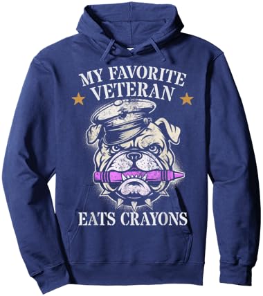 Cute My Favorite Veteran EATS Crayons Squad Military Corps Hoodie - Hoodie | Navy