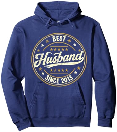 Retro Proud Best Husband Since 2013 13th Wedding Anniversary Hoodie - Hoodie | Navy