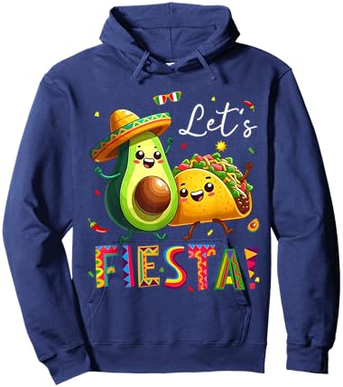 Let’s Fiesta Cinco de Mayo Avocado Tacos Mexican Party Hoodie - Hoodie | Navy