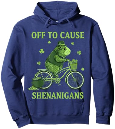 Off to Cause Shenanigans Guinea Pig St Patricks Day Hoodie - Hoodie | Navy