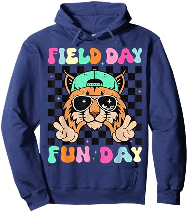 Field Day Fun Day Bobcats School Women Teacher Kids Mom Hoodie - Hoodie | Navy