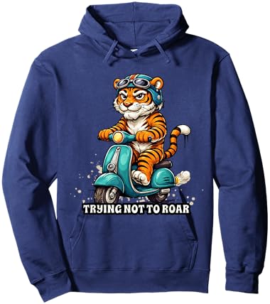 Tiger on Scooter Funny Urban Streetwear Casual Everyday Hoodie - Hoodie | Navy