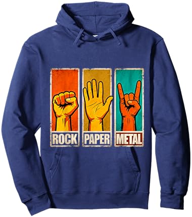 Rock Paper Metal Funny Hand Gesture RockMusic Design Hoodie - Hoodie | Navy