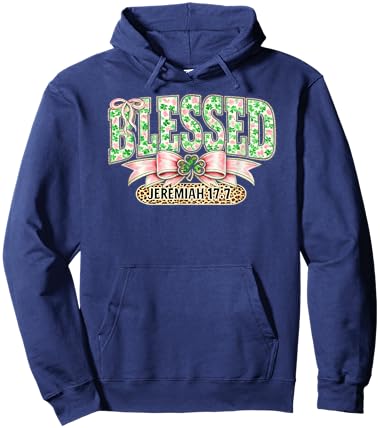 Blessed Christian Shamrock Jeremiah 17:7 Faith St. Patrick's Hoodie - Hoodie | Navy