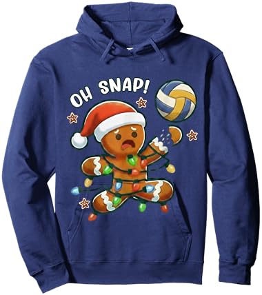 Funny Volleyball Gingerbread Christmas Holiday Player Gift Hoodie - Hoodie | Navy