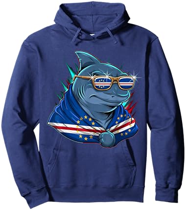 Cape Verde Flag Shark Cape Verdean Roots Cabo Verde Hoodie - Hoodie | Navy