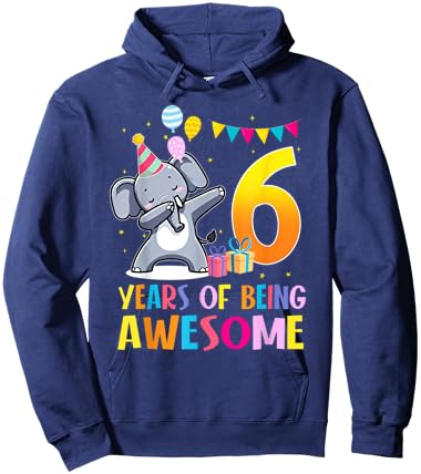 6 Years of Being Awesome Dabbing Elephant Birthday 6th Hoodie - Hoodie | Navy