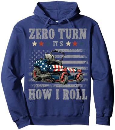 Zero Turn It's How I roll Vintage American Flag Lawn Mower Hoodie - Hoodie | Navy