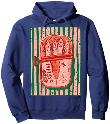 Sardines Tinned Fish Retro Graphic Mediterranean Coastal Hoodie - Hoodie | Navy