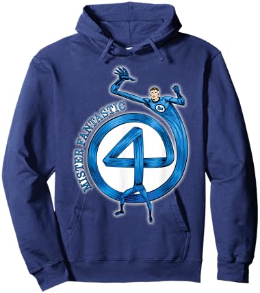 Marvel Fantastic Four Mister Fantastic 4" Logo Comic Art Hoodie - Hoodie | Navy