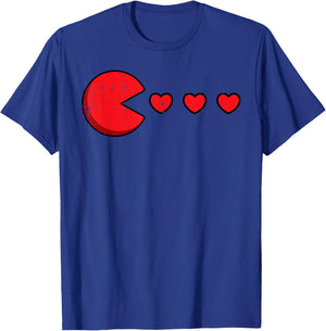 Valentines Day Retro Game Eating Hearts Gaming Boys Kids Men T-Shirt - T-Shirt | Royal