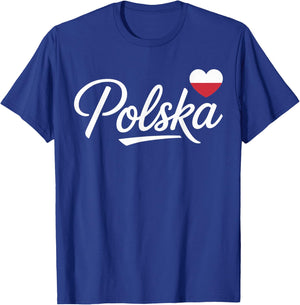 Polska Polish American Poland Heart Polish Pride T-Shirt - T-Shirt | Royal