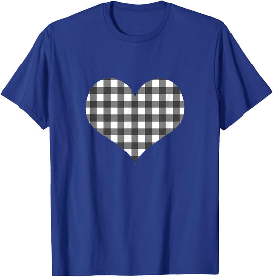 Cute Classic Black White Plaid Gingham Checkered Pattern T-Shirt - T-Shirt | Royal
