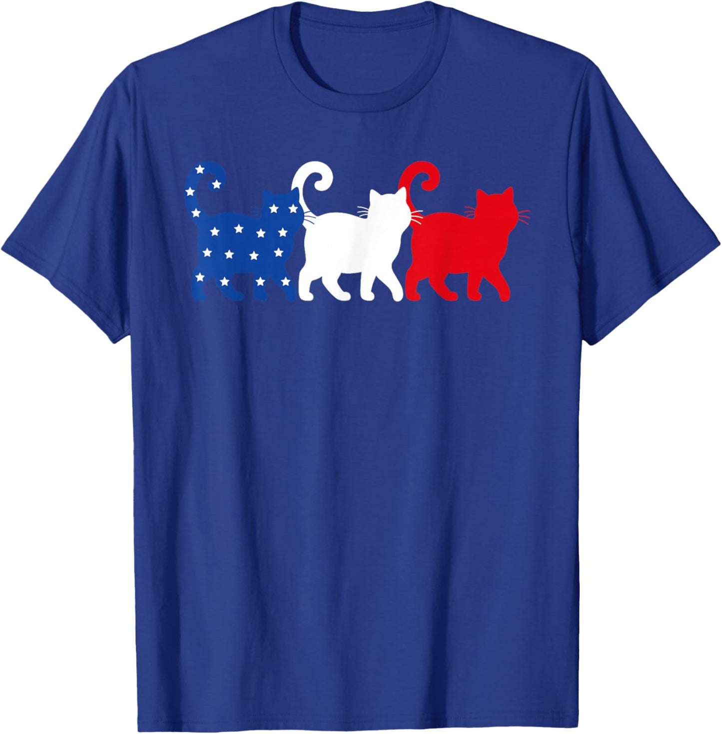 USA Flag Cats 4th of July Men Women Kids Funny Patriotic T-Shirt - T-Shirt | Royal