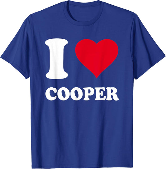 Red Heart I Love Cooper T-Shirt - T-Shirt | Royal