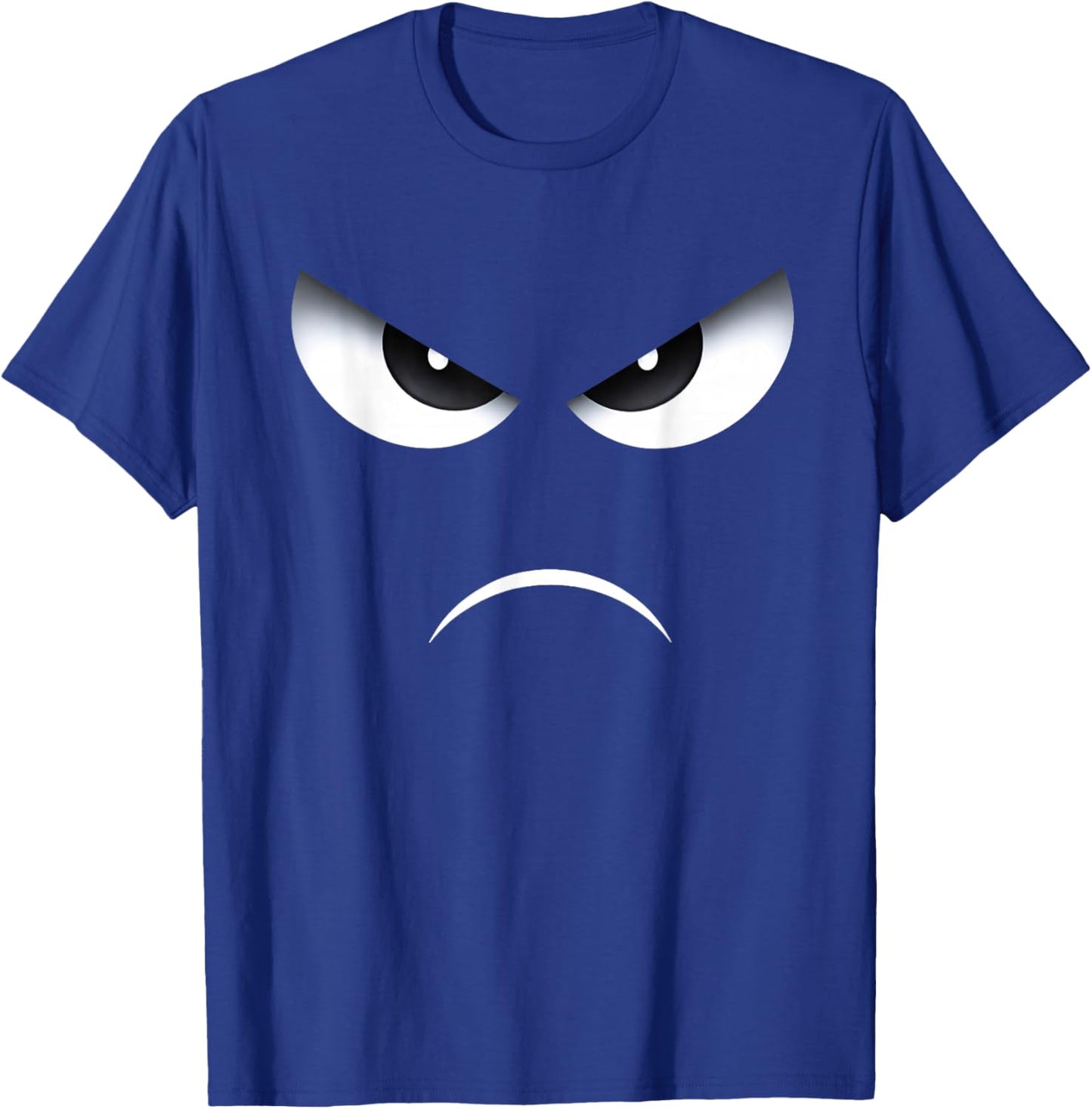 Angry Eyes and Frown Face Minimal Graphic T-Shirt - T-Shirt | Royal
