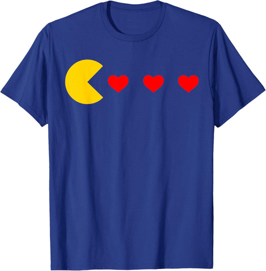 Valentines Day Retro Game Eating Hearts Gaming Boys Kids Men T-Shirt - T-Shirt | Royal