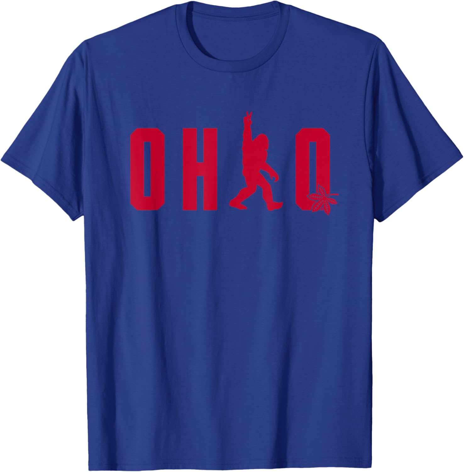 Bigfoot in Ohio (Red with Buckeye Leaf) T-Shirt - T-Shirt | Royal