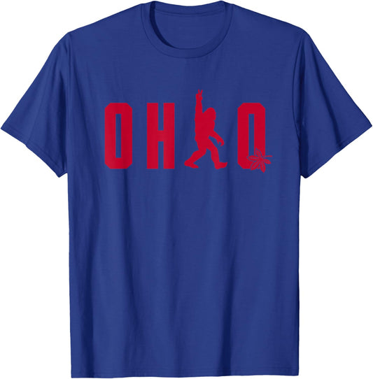Bigfoot in Ohio (Red with Buckeye Leaf) T-Shirt - T-Shirt | Royal