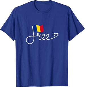 Free Romania Flag - Romanian Freedom Word Art T-Shirt - T-Shirt | Royal