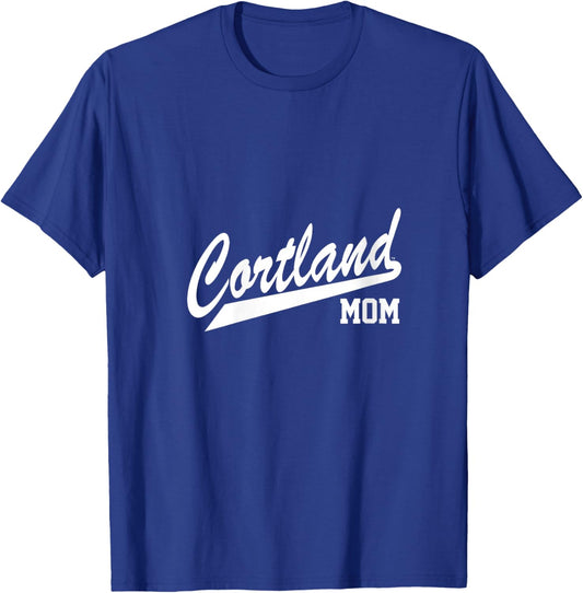 Women's SUNY Cortland Mom Red Dragons Script Mother's V-Neck T-Shirt - T-Shirt | Royal