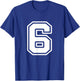 6th Birthday 6 Years Number 6 Uniform Sports Team Jersey T-Shirt - T-Shirt | Royal