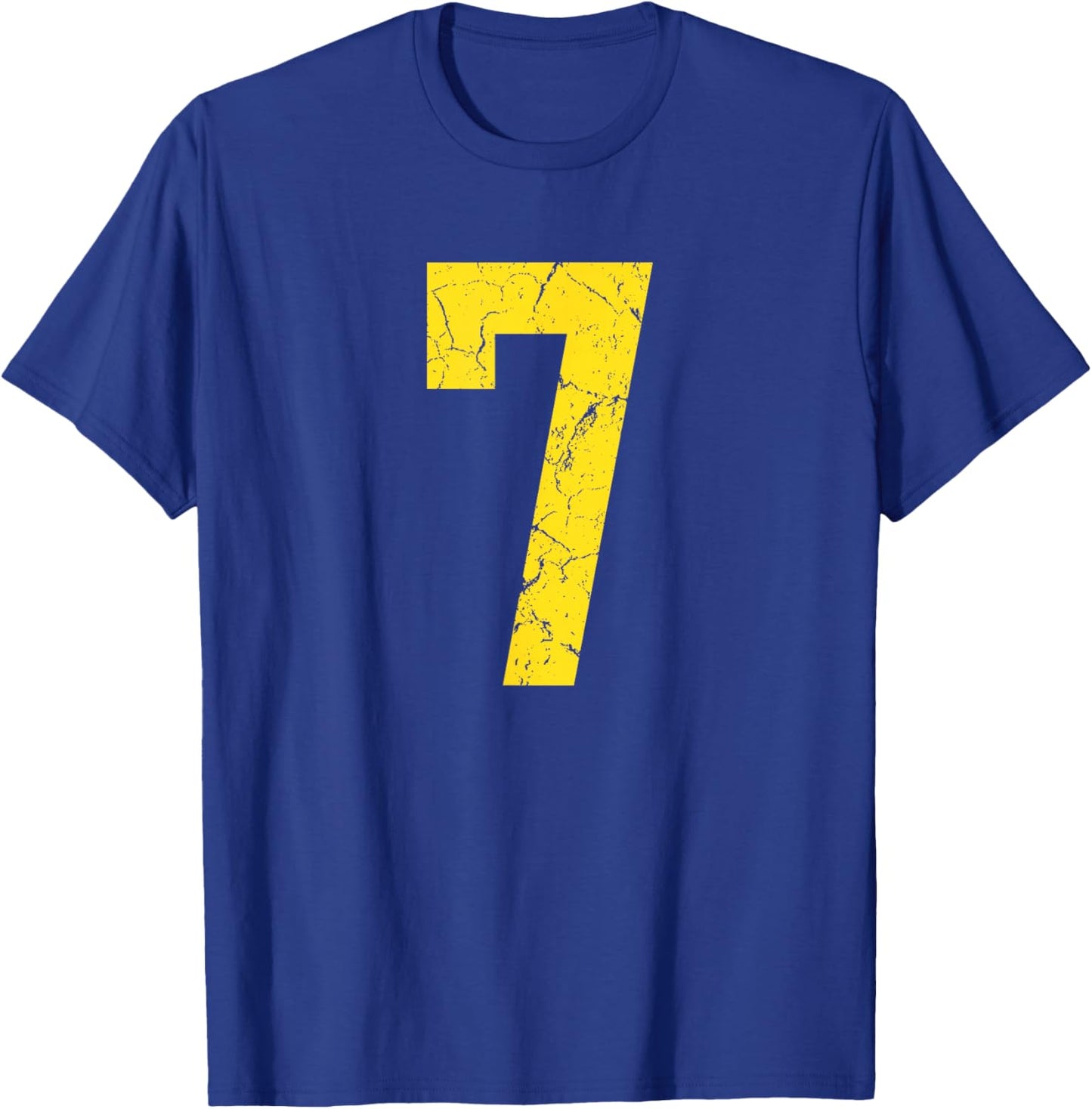 Distressed Bright Gold Number 7 Jersey Player Uniform #7 T-Shirt - T-Shirt | Royal