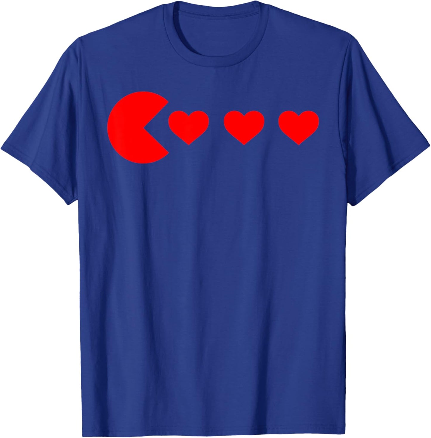 Valentines Day Retro Game Eating Red Hearts Gaming Matching T-Shirt - T-Shirt | Royal