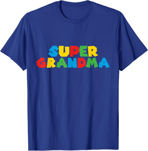 Gamer Grandma : Super Grandmother Matching Grandpa Super T-Shirt - T-Shirt | Royal