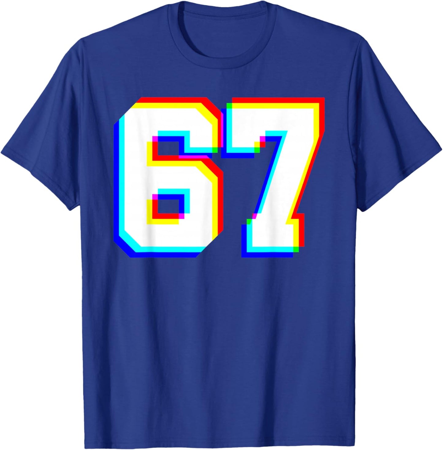 67 Glitch Optical Illusion Six Seven Varsity 6 7 Meme T-Shirt - T-Shirt | Royal