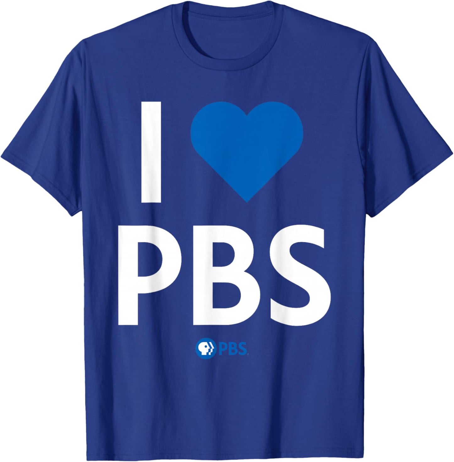 PBS I Heart PBS Support Public Broadcasting Modern Type T-Shirt - T-Shirt | Royal