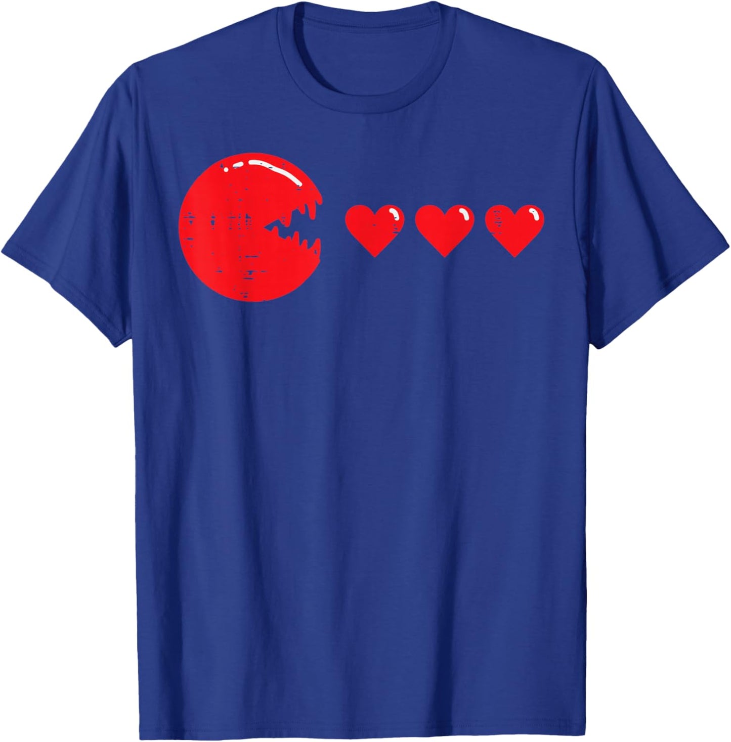 Valentines Day Video Game Eating Hearts Gamer Men Boys Kids T-Shirt - T-Shirt | Royal