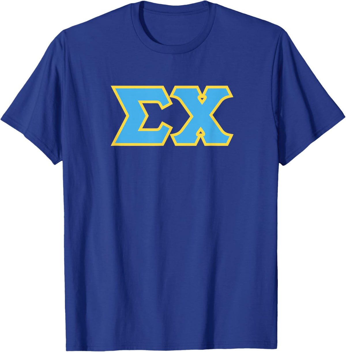 Licensed Sigma Chi Blue and Gold Lettered T-Shirt - T-Shirt | Royal