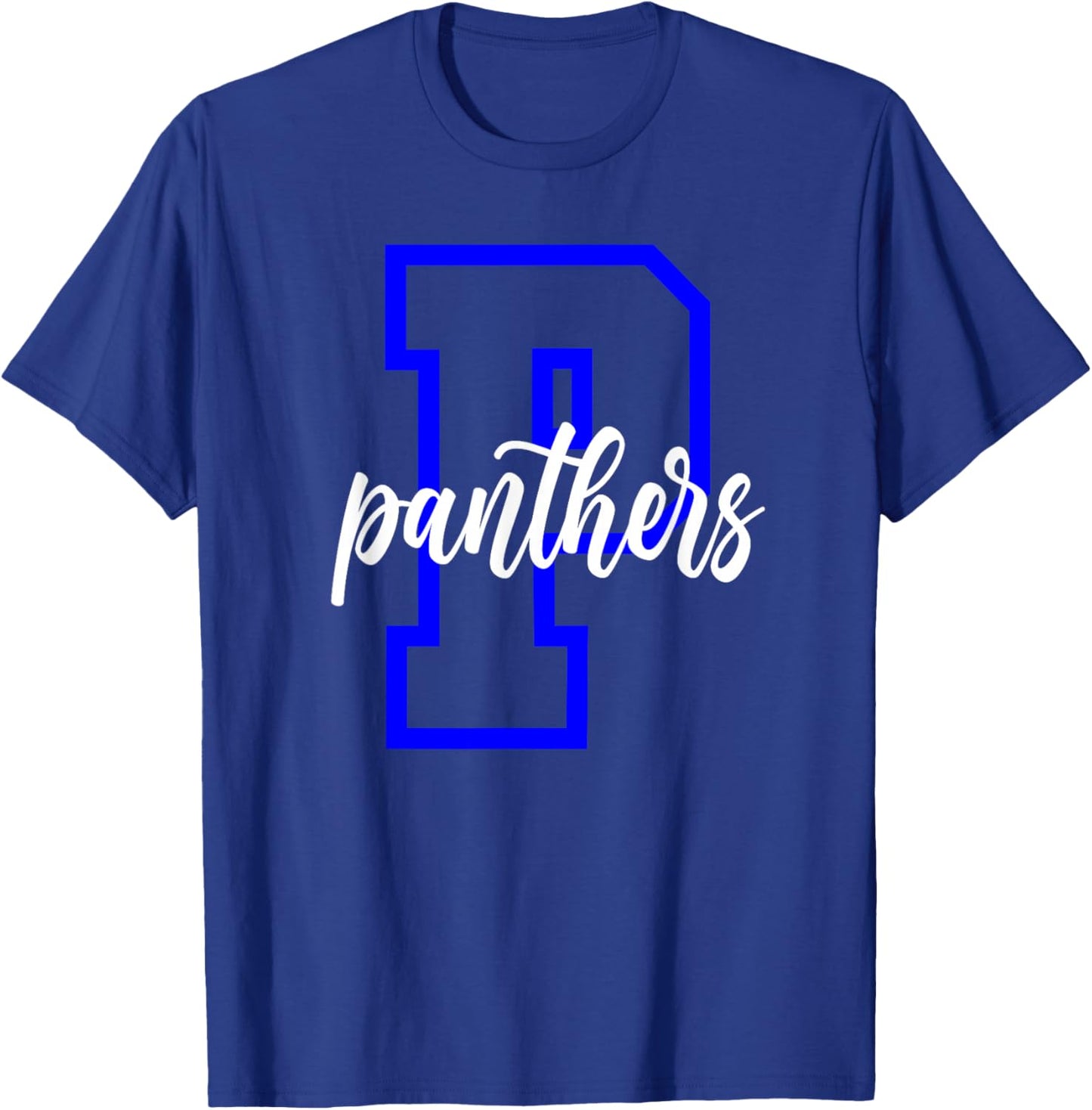 Panthers Letter Blue Panther Pride School Spirit Game Day T-Shirt - T-Shirt | Royal