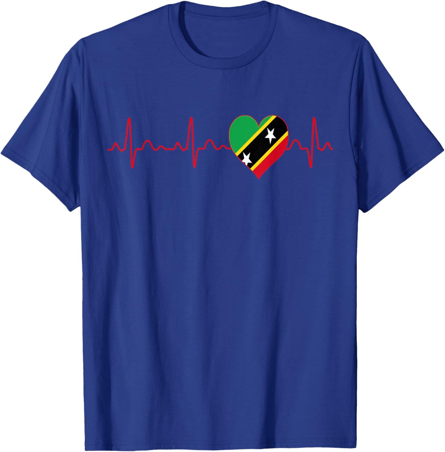 Saint Kitts and Nevis Flag Heartbeat EKG Patriotic National T-Shirt - T-Shirt | Royal