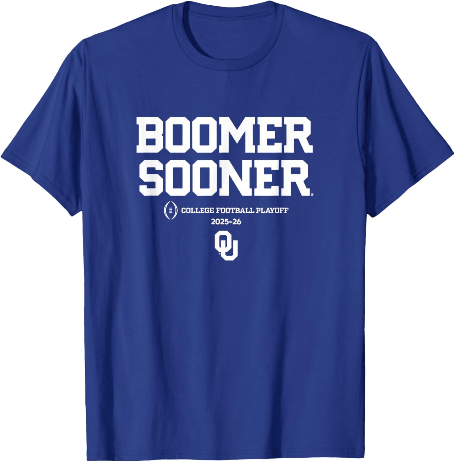 Oklahoma Sooners College Football Playoff Boomer Sooner Text T-Shirt - T-Shirt | Royal