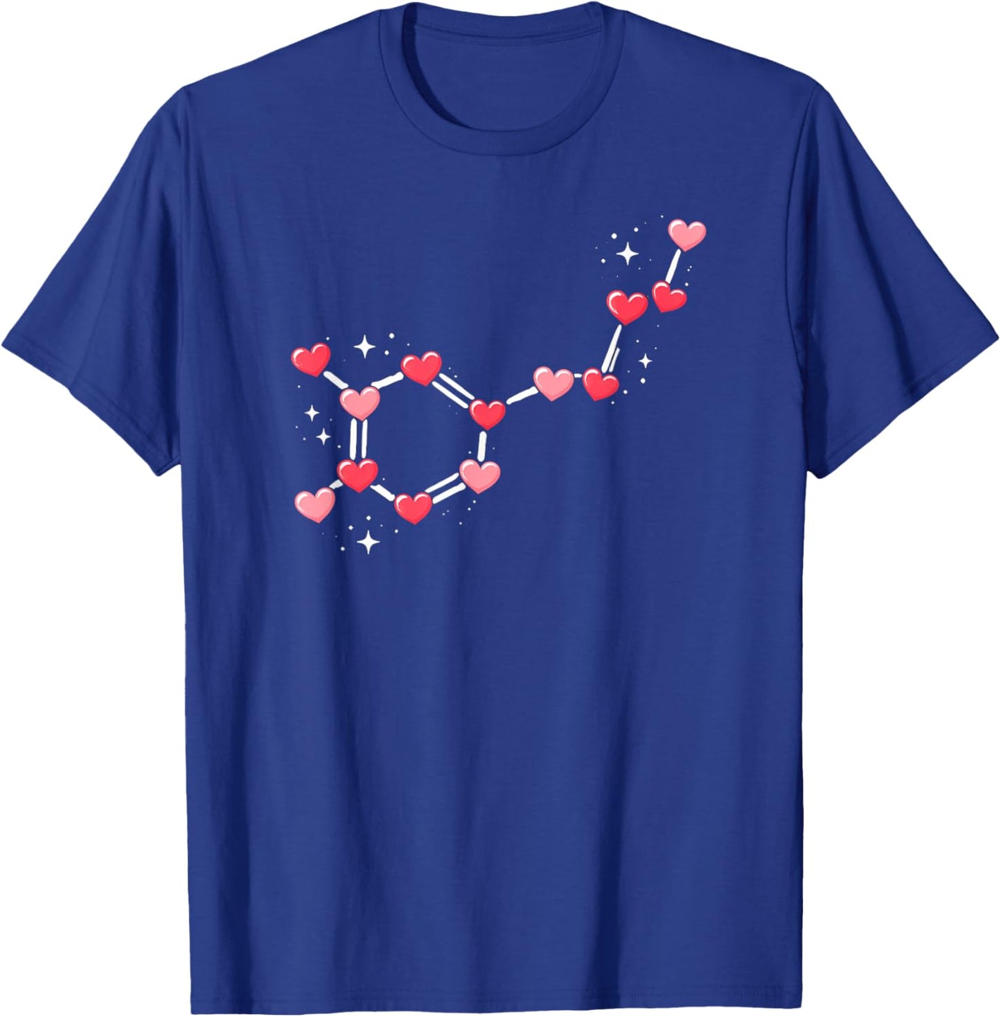 Serotonin Molecule Heart Chemistry Science Valentine's Day T-Shirt - T-Shirt | Royal