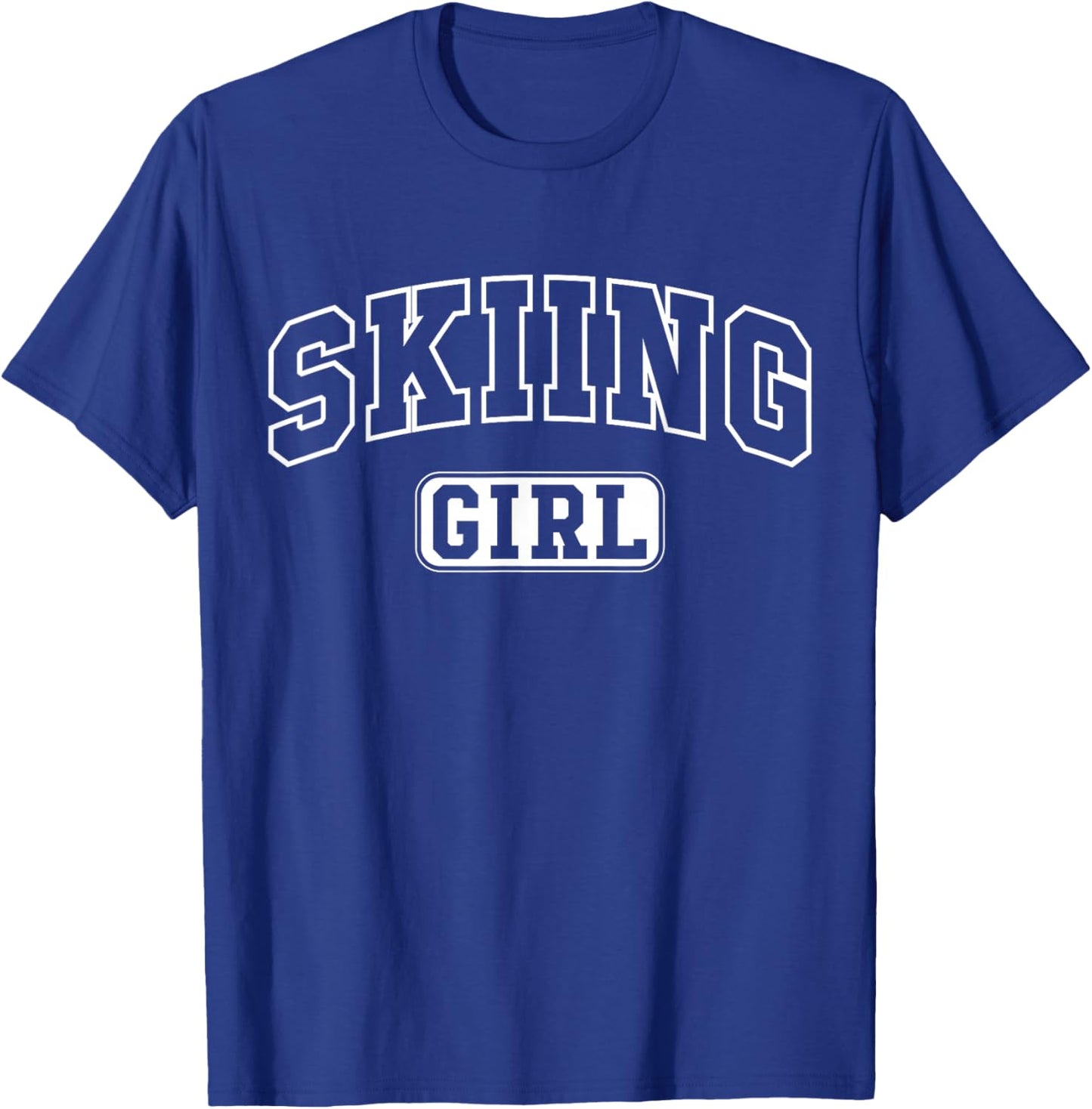 Skiing Girl Funny Athletic Lettering Daughter Youth Skier T-Shirt - T-Shirt | Royal