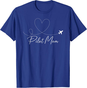 Pilot Mom of A Pilot Mama Heart Pilot Mother T-Shirt - T-Shirt | Royal