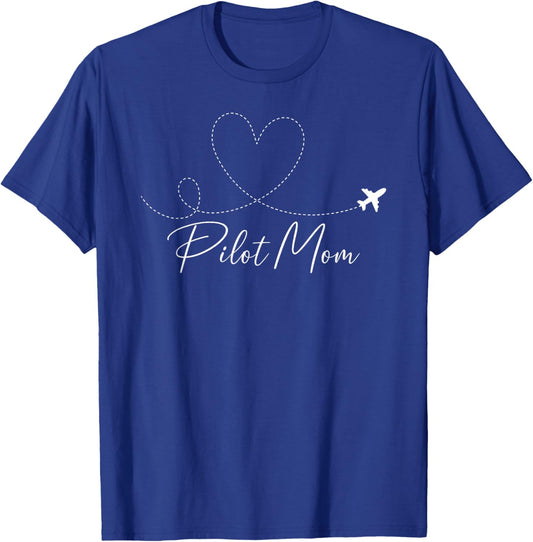 Pilot Mom of A Pilot Mama Heart Pilot Mother T-Shirt - T-Shirt | Royal